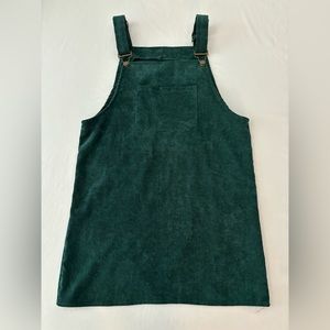 XL dark green corduroy overall dress